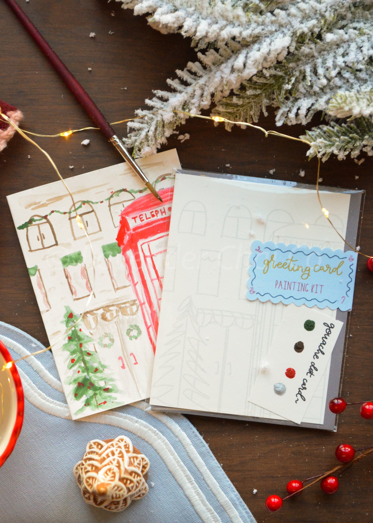 London Holiday Watercolor Greeting Card Painting Kit