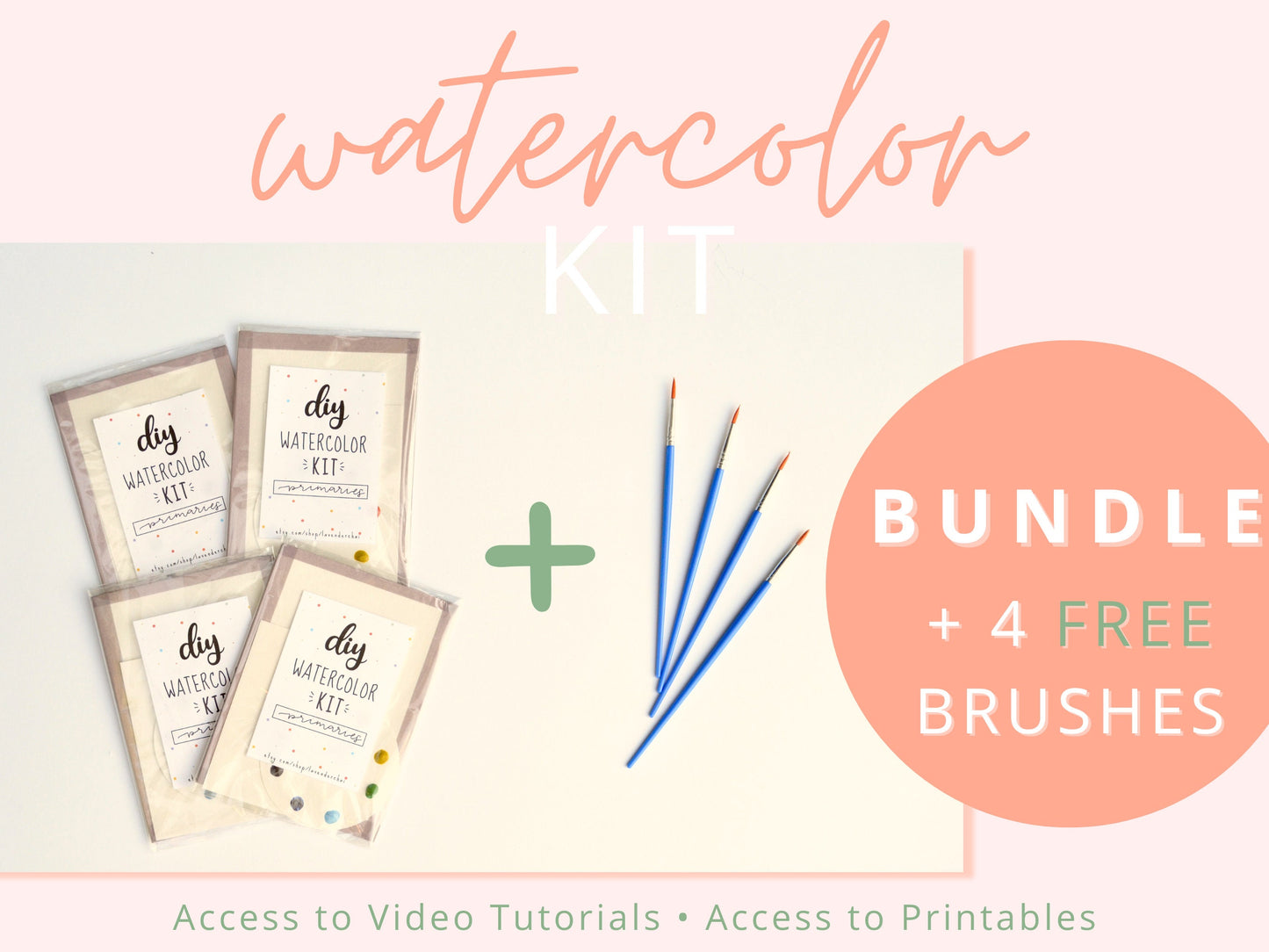 DIY Watercolor Painting Kit BUNDLE + 4 FREE Brushes!