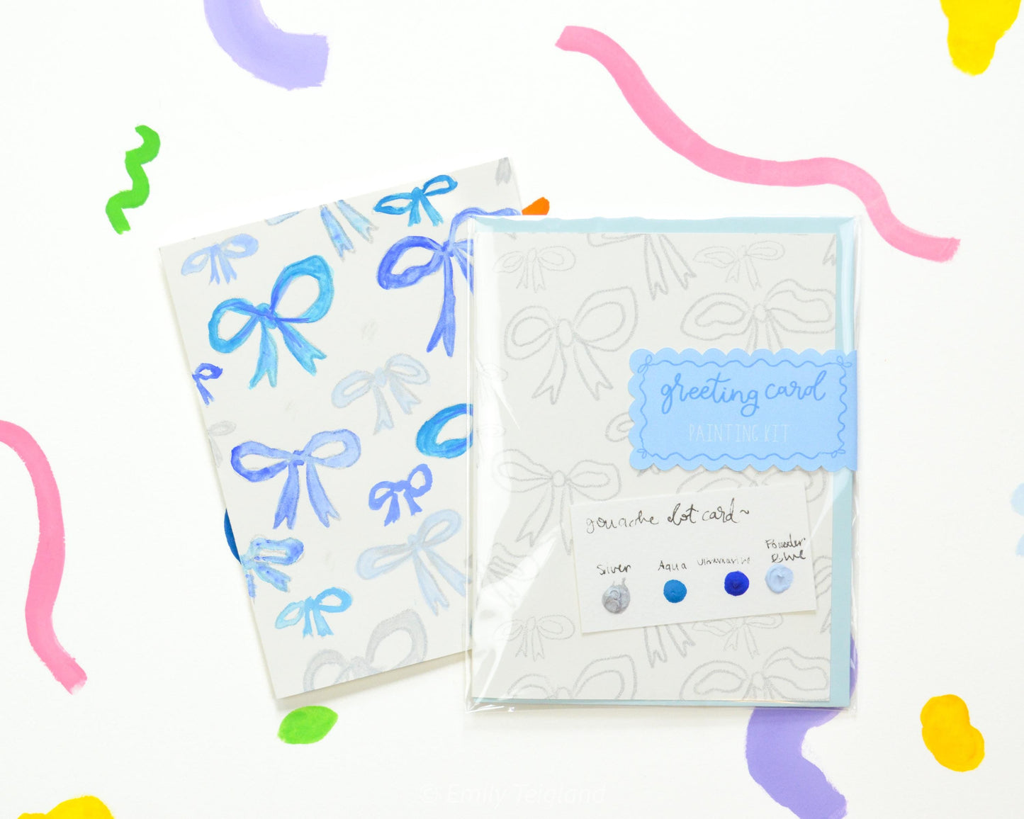 Bows Watercolor Greeting Card Painting Kit