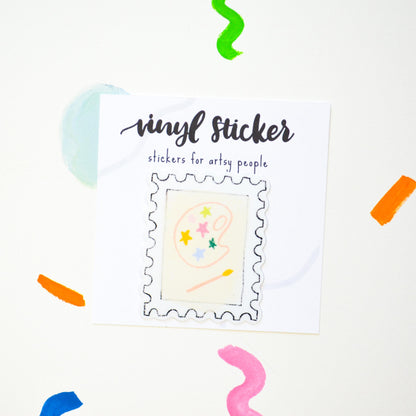 Paint Palette Stamp Vinyl Artist Humor Sticker