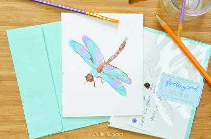 Dragonfly Watercolor Greeting Card Painting Kit