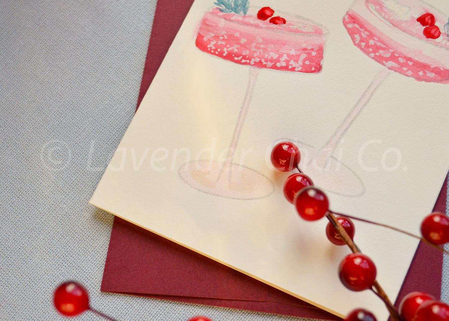 Cranberry Spritz Watercolor Greeting Card Painting Kit
