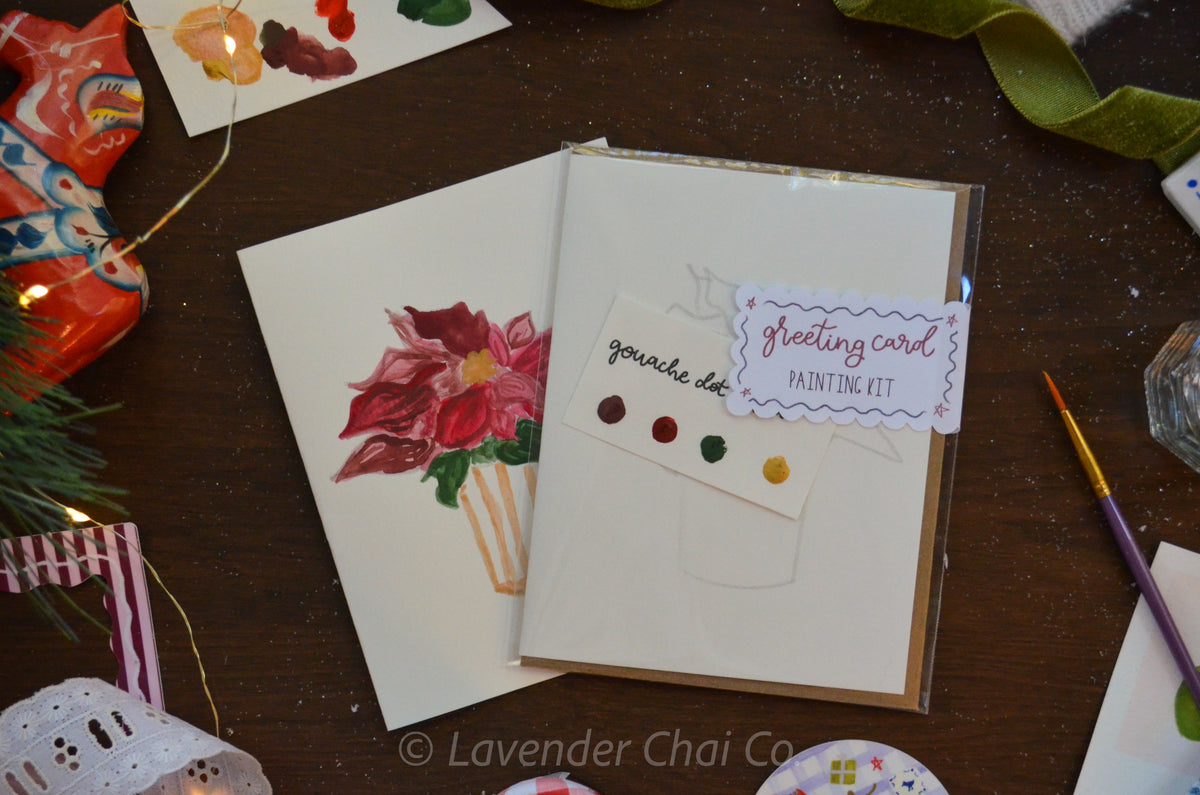 Poinsettia Watercolor Greeting Card Painting Kit