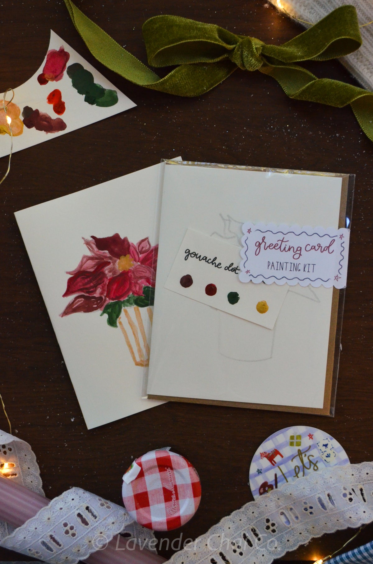 Poinsettia Watercolor Greeting Card Painting Kit
