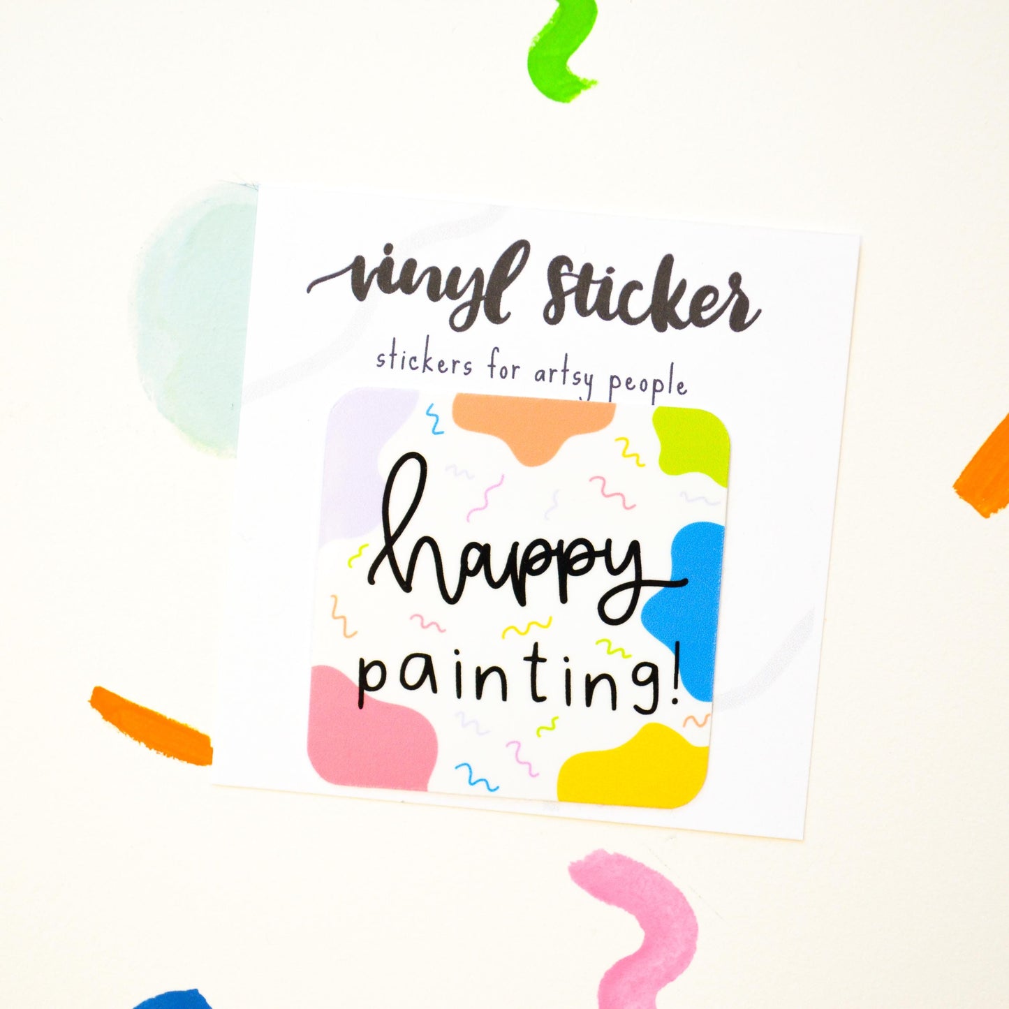 Happy Painting Rainbow Vinyl Artist Gift Sticker