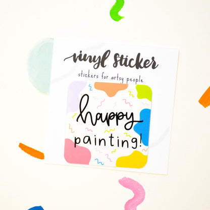 Happy Painting Rainbow Vinyl Artist Gift Sticker