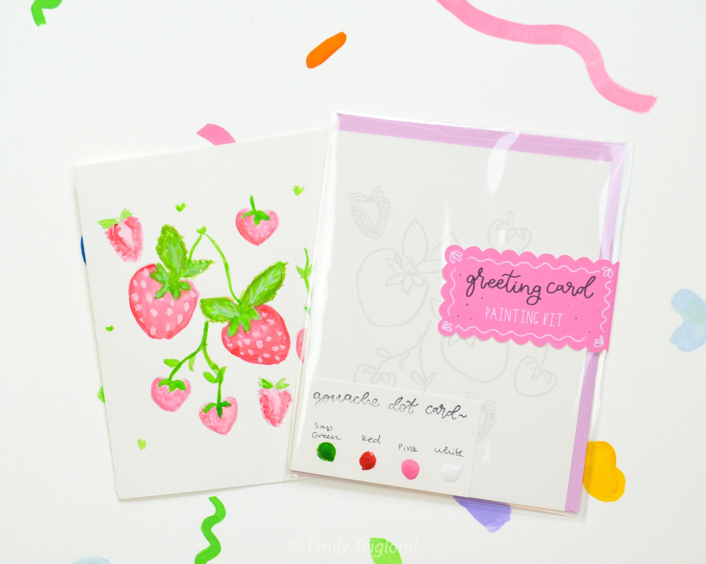 Strawberries Watercolor Greeting Card Painting Kit