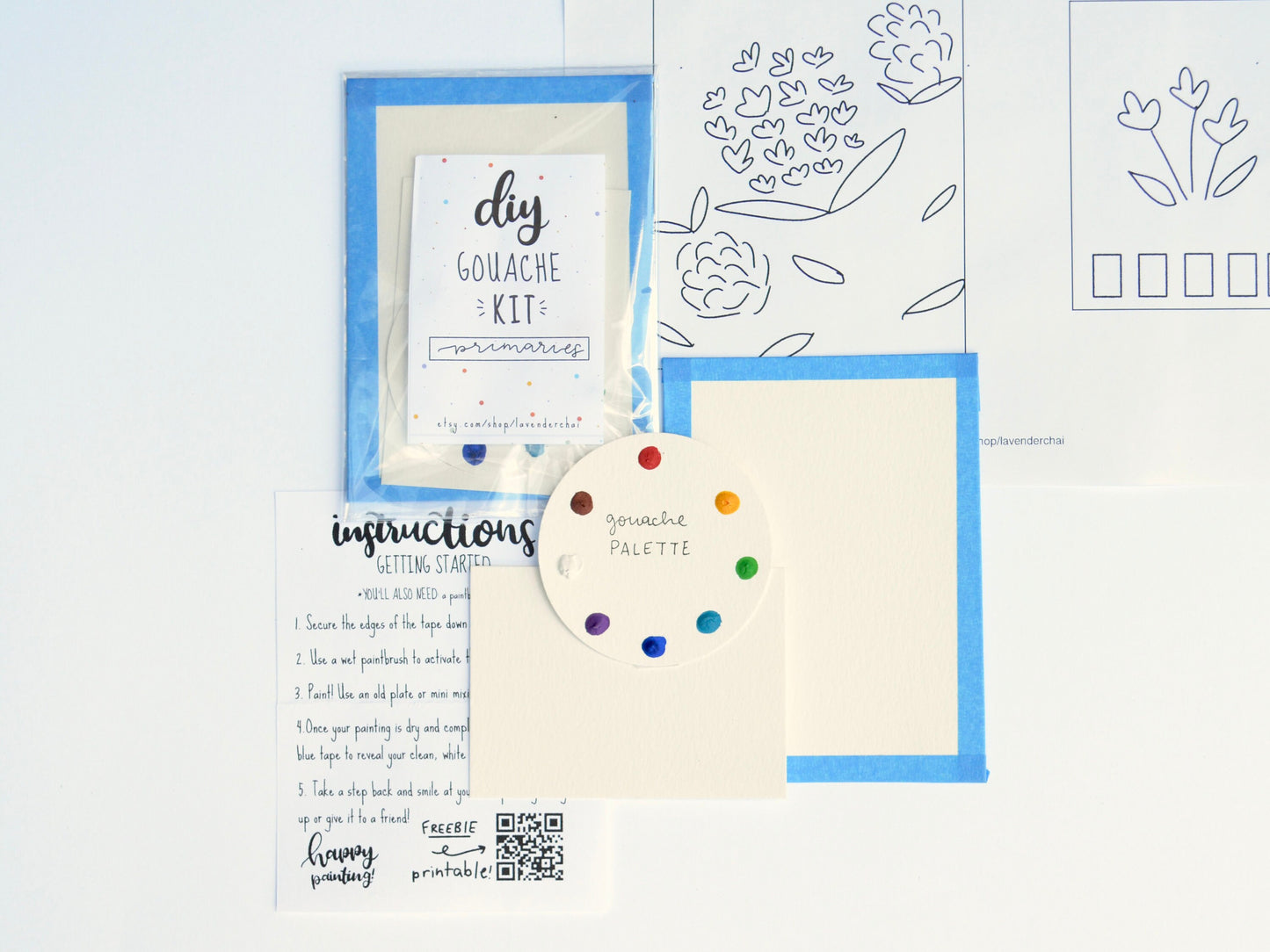 DIY Painting Kit BUNDLE Watercolor & Gouache + 4 FREE Brushes!