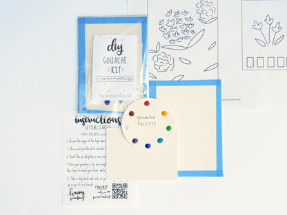 DIY Painting Kit BUNDLE Watercolor & Gouache + 4 FREE Brushes!