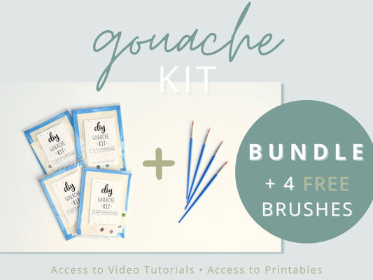 DIY Gouache Painting Kit BUNDLE + 4 FREE Brushes!