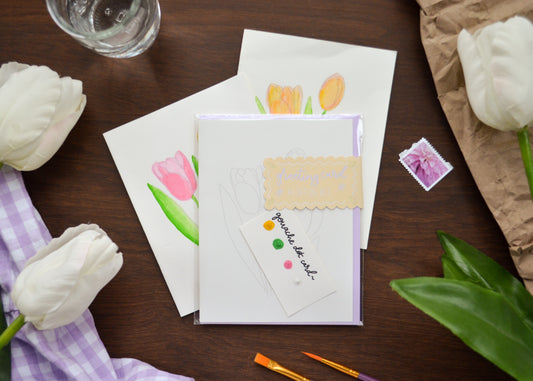 Tulip Watercolor Greeting Card Painting Kit