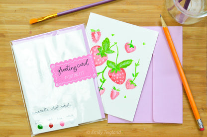 Strawberries Watercolor Greeting Card Painting Kit