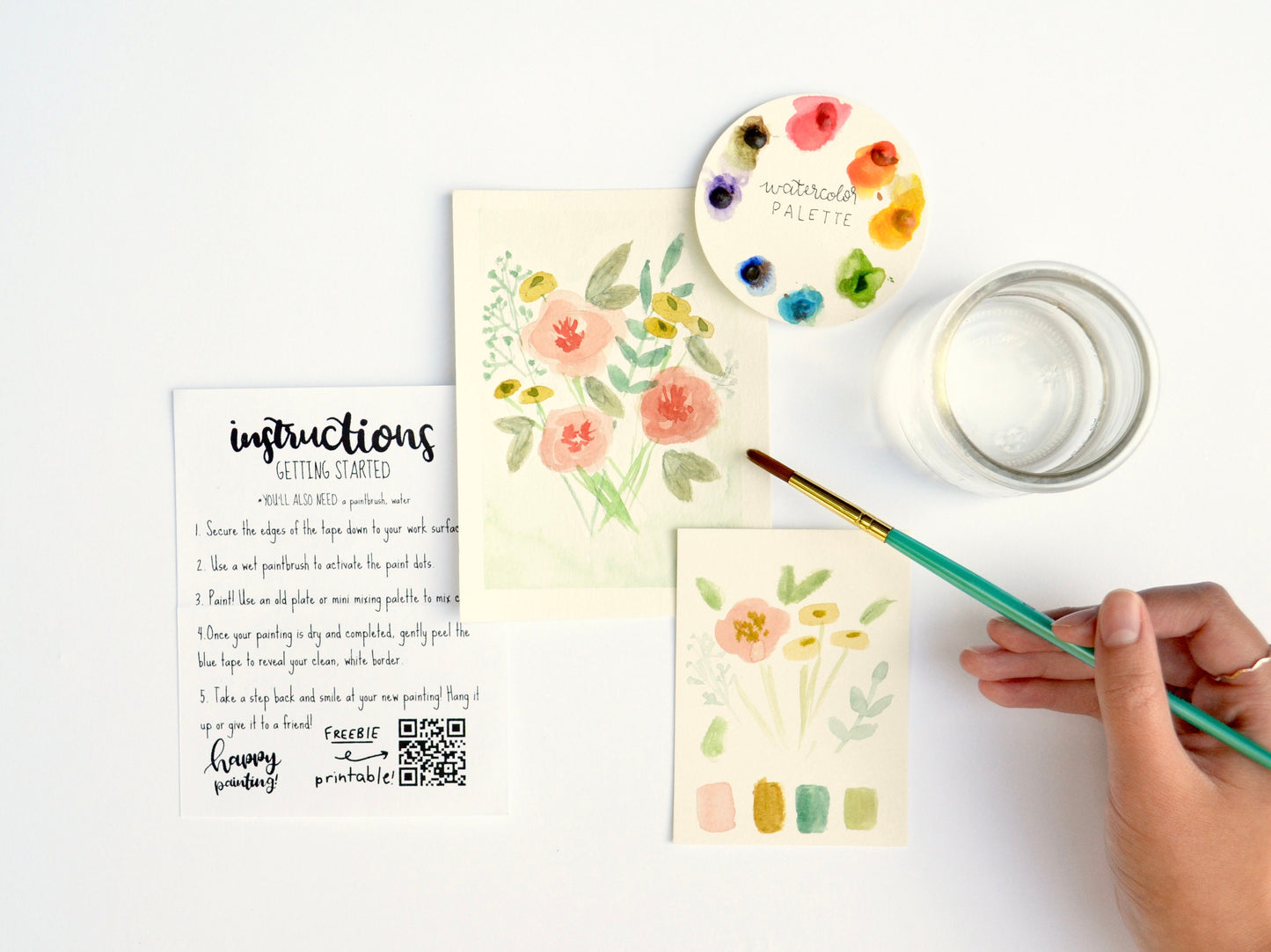 DIY Painting Kit BUNDLE Watercolor & Gouache + 4 FREE Brushes!